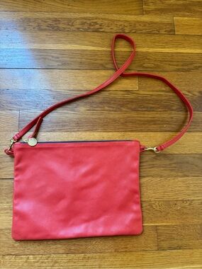 Clare V. Red Leather Crossbody Pouch Shoulder Bag